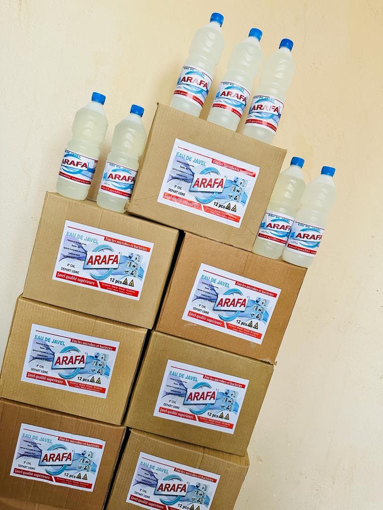 Stock d’eau de Javel ARAFA en cartons