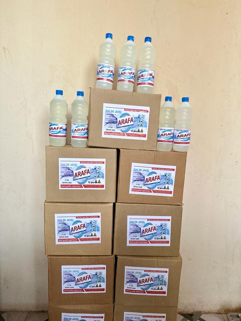 Présentation du stock d’eau de Javel ARAFA