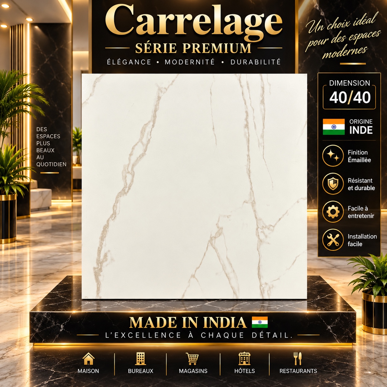 Collection Premium 40×40 — Ivoire