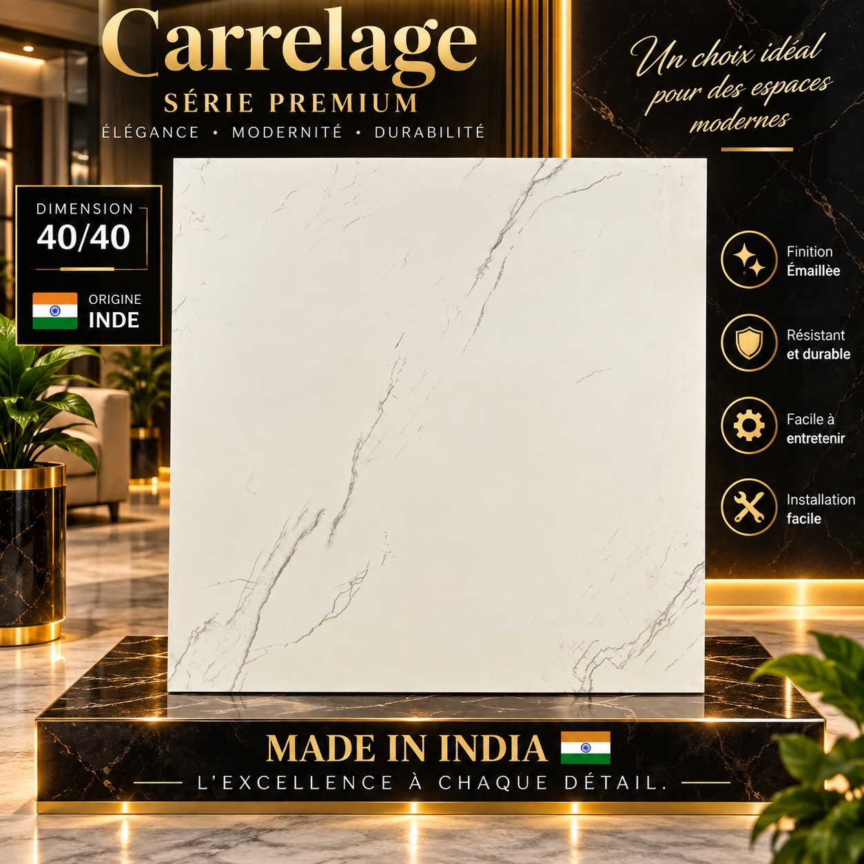 Collection Premium 40×40 — Marbre Fin