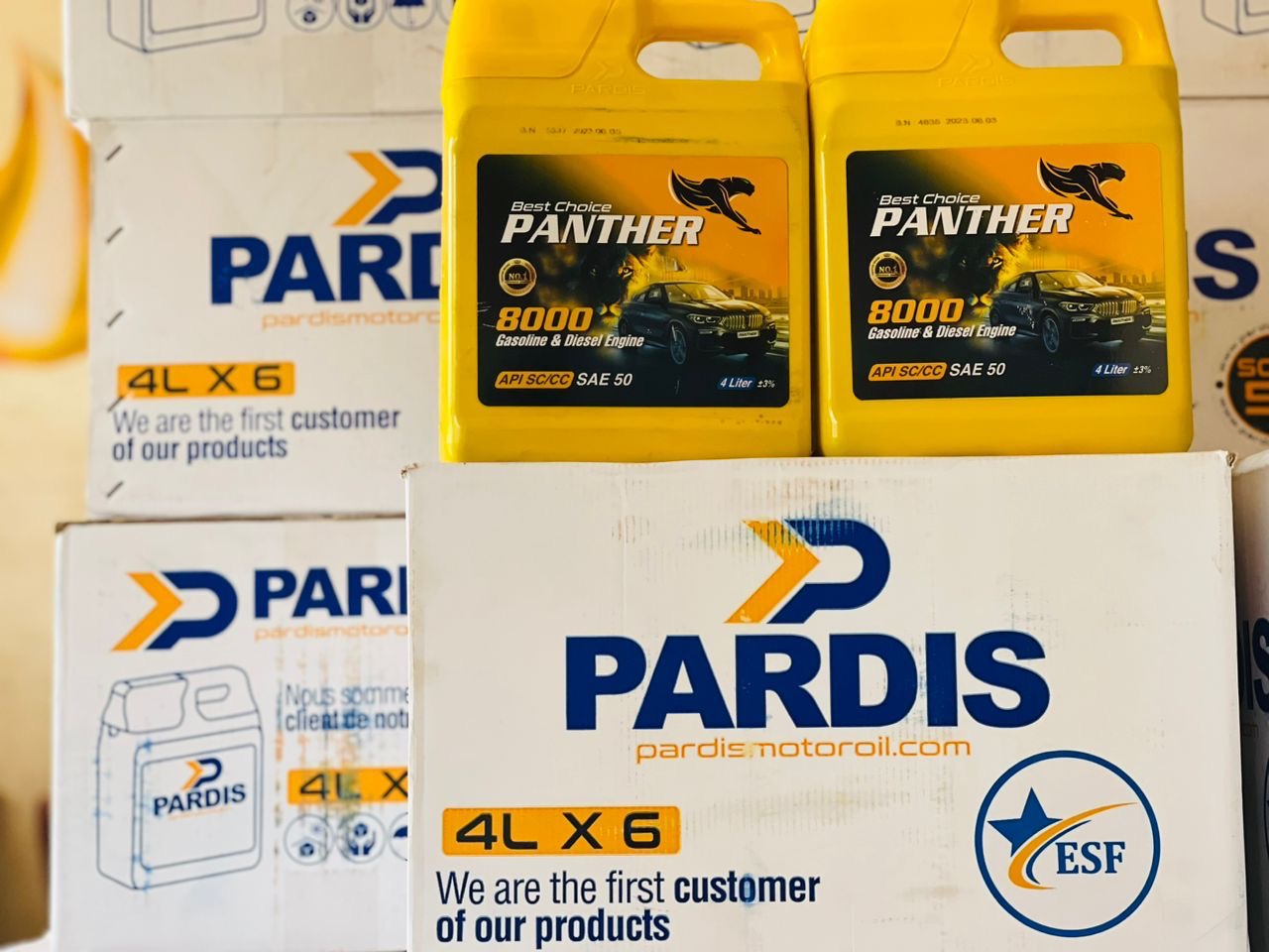 Stock de cartons d’huile Panther ESF