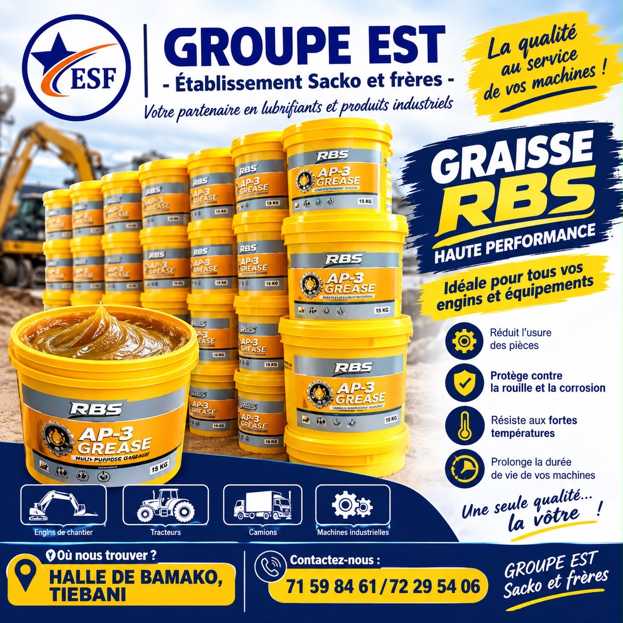 Publicité ESF pour la graisse RBS AP-3 en seau de 15 kg