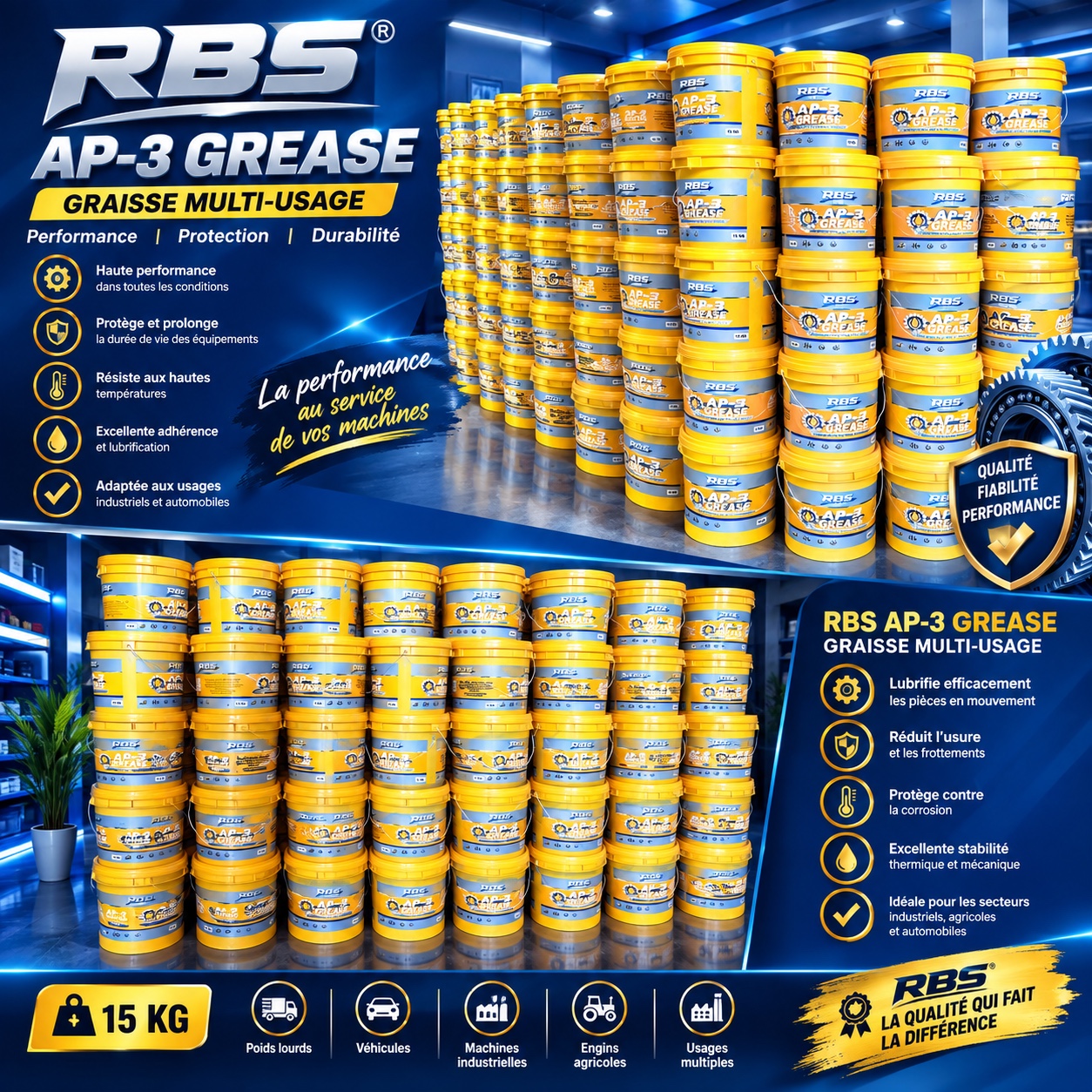 Collection de graisse RBS AP-3 pour engins et équipements