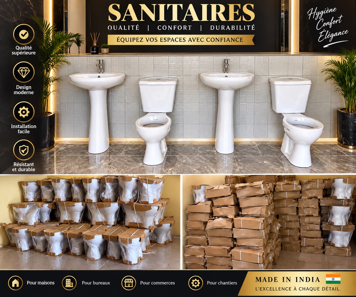 Sanitaires — stock WC & lavabos