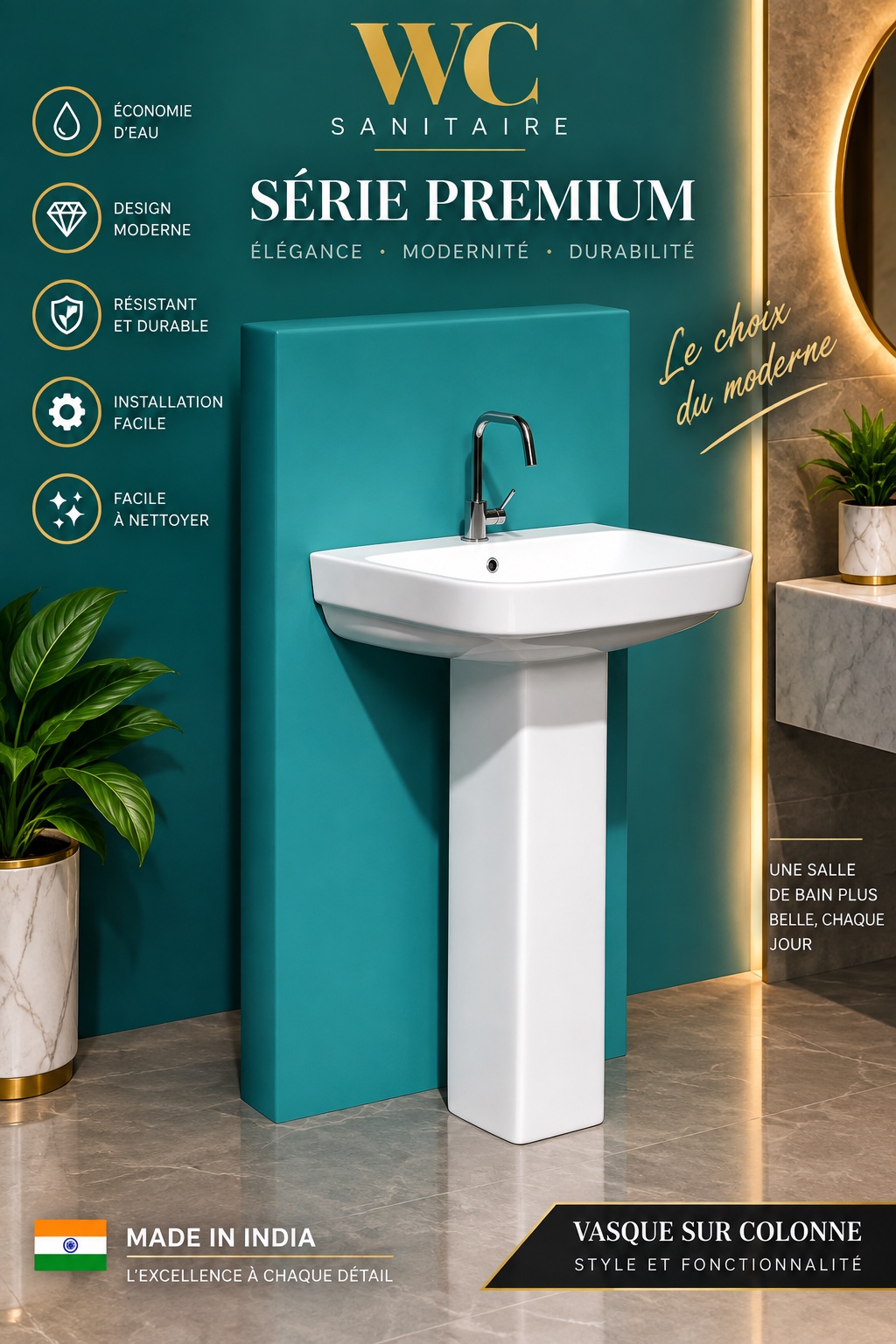 Vasque sur colonne — série premium